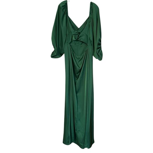Sachin + Babi Emerald Green Size 10 Angelina Cutout Balloon Sleeve Gown NWT - Picture 7 of 11